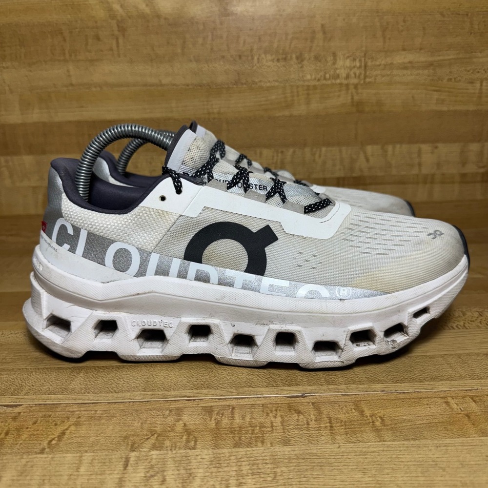 On Cloudmonster Women 10.5 Running Shoes Frost Surf White